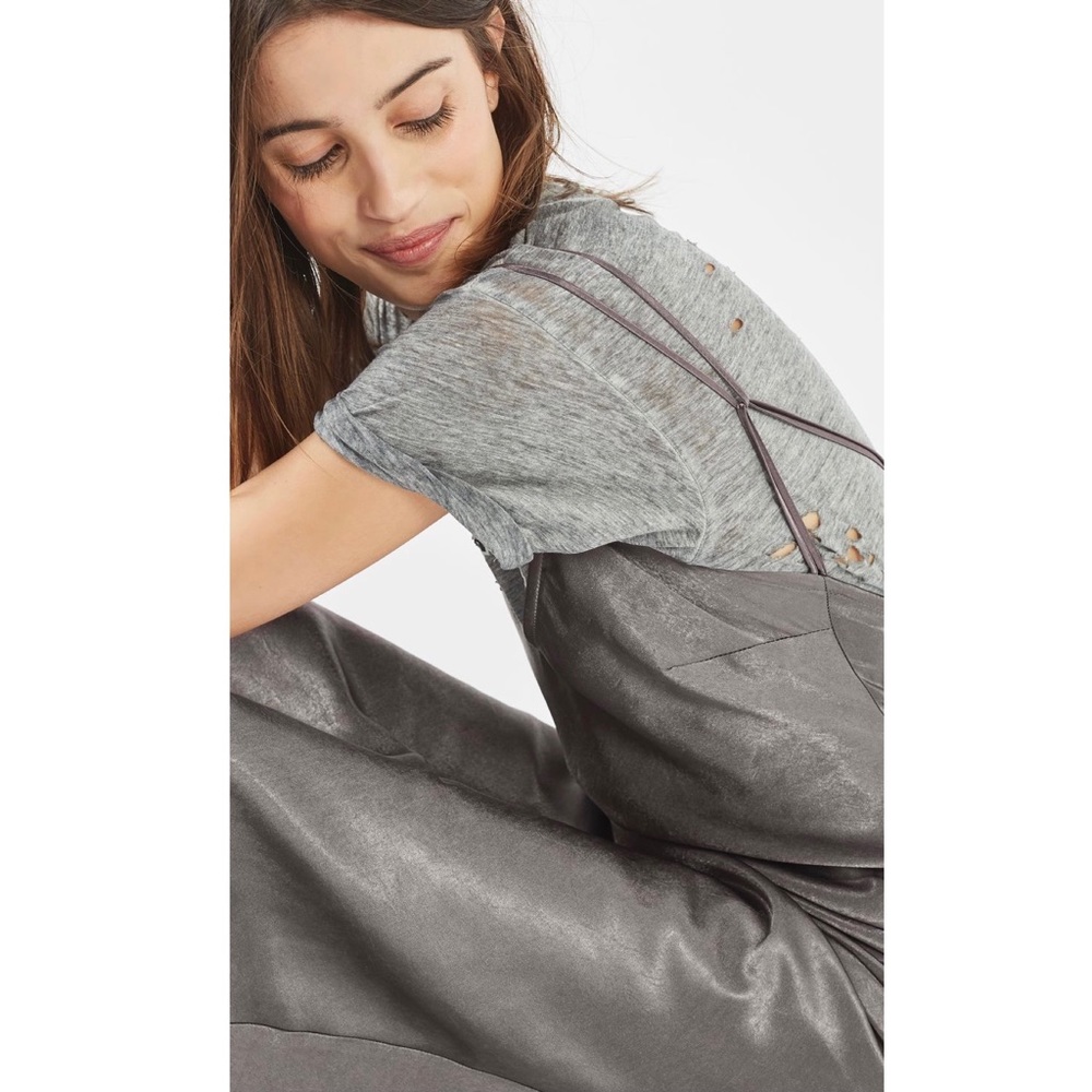TOPSHOP GRAY METALLIC MAXI SLIP DRESS - Picture 4 of 9